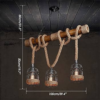 Y♡make.D* Amazon.com: YECYGJL DIY Hemp Rope Retro Chandelier, Pendant